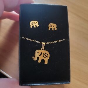 🌹Buy 1 Get 1 Free🌹 Stainless SteelGold Elephant Jewelry Set